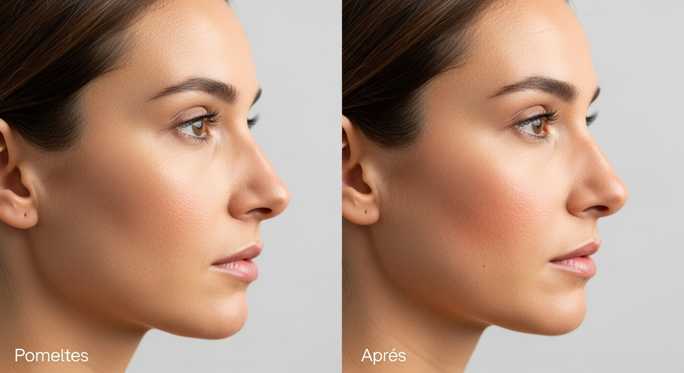 Avant après massage gua sha visage effet décongestionnant