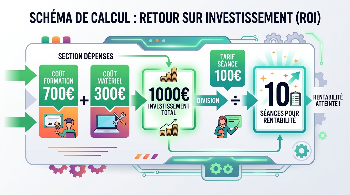 Schéma calcul rentabilité formation Kobido 10 séances