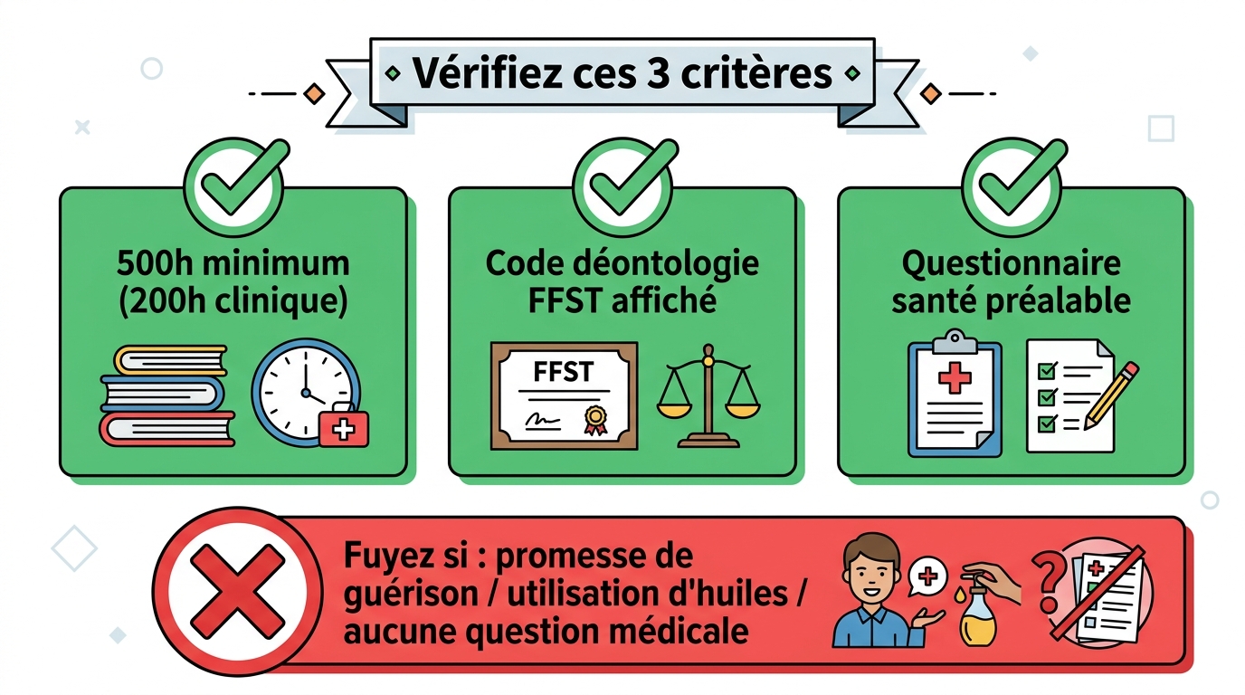 Checklist validation praticien shiatsu certifié 500 heures formation