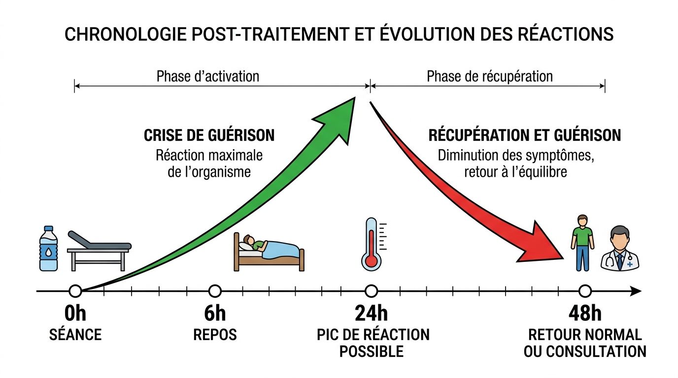 Chronologie 48 heures effets secondaires shiatsu protocole guérison