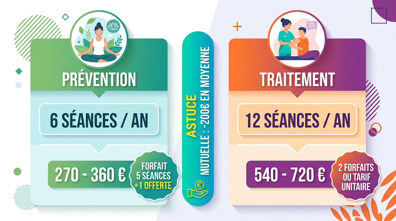 Comparatif budget shiatsu prévention versus traitement curatif prix 2026