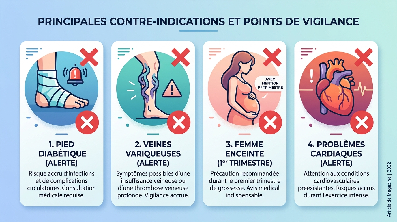 Pictogrammes des contre-indications médicales au massage des pieds