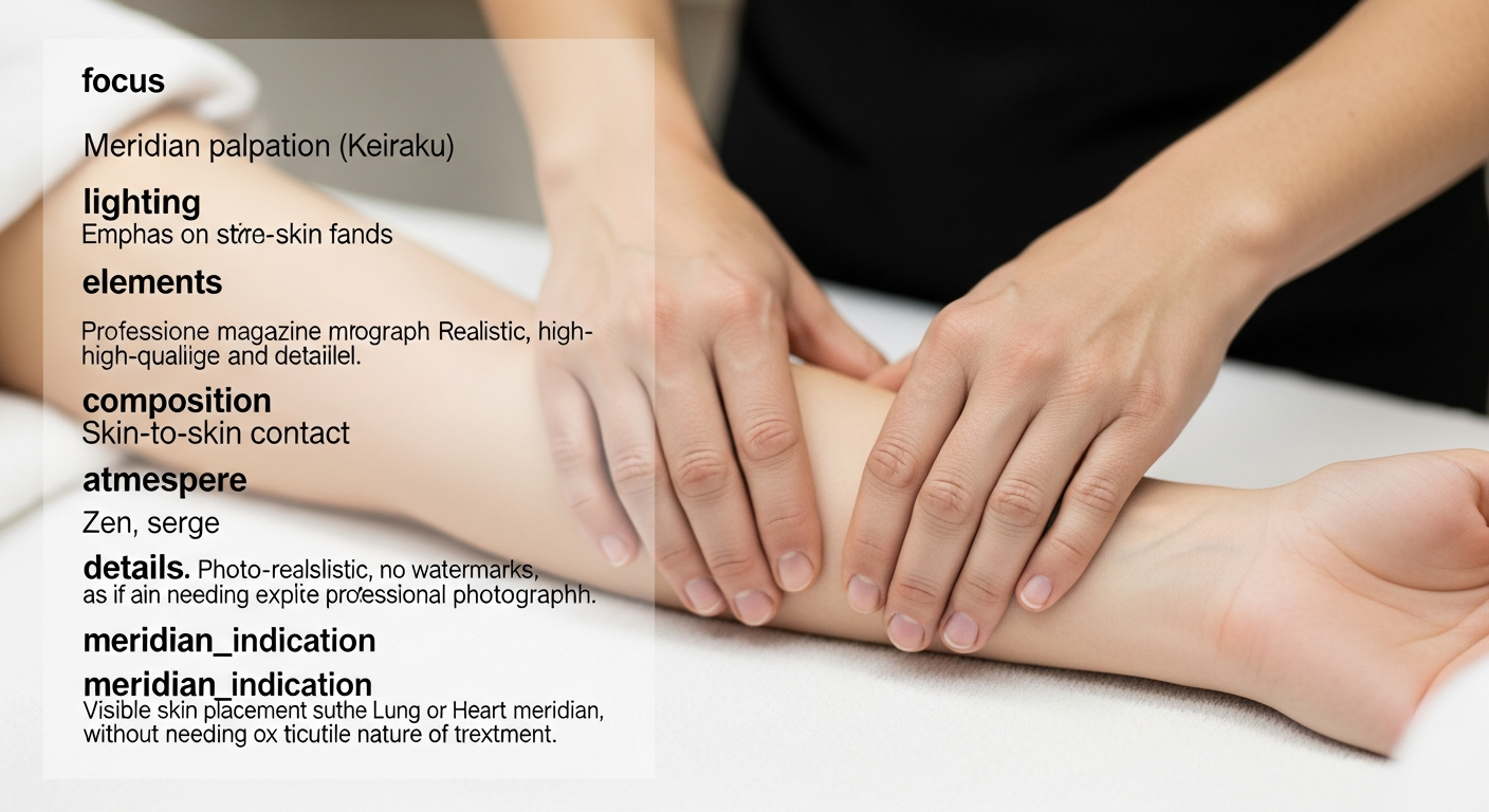 Praticienne shiatsu palpant méridien avant-bras technique Keiraku