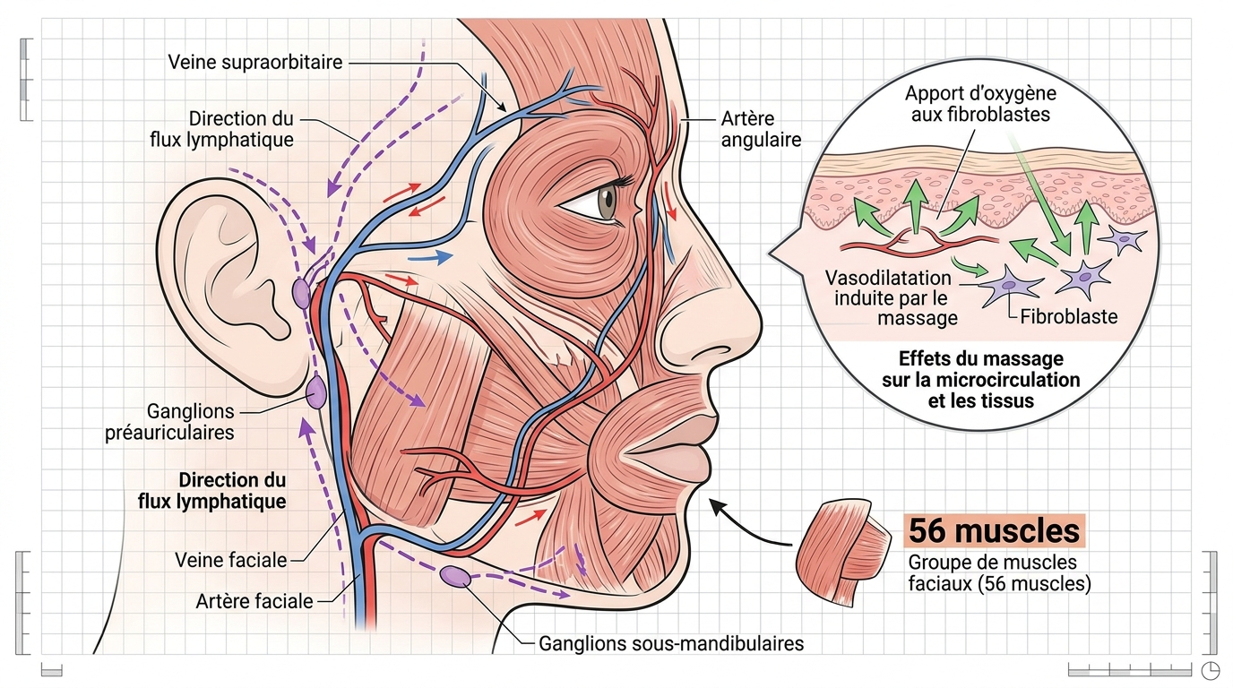 Schéma circulation sanguine visage massage microcirculation