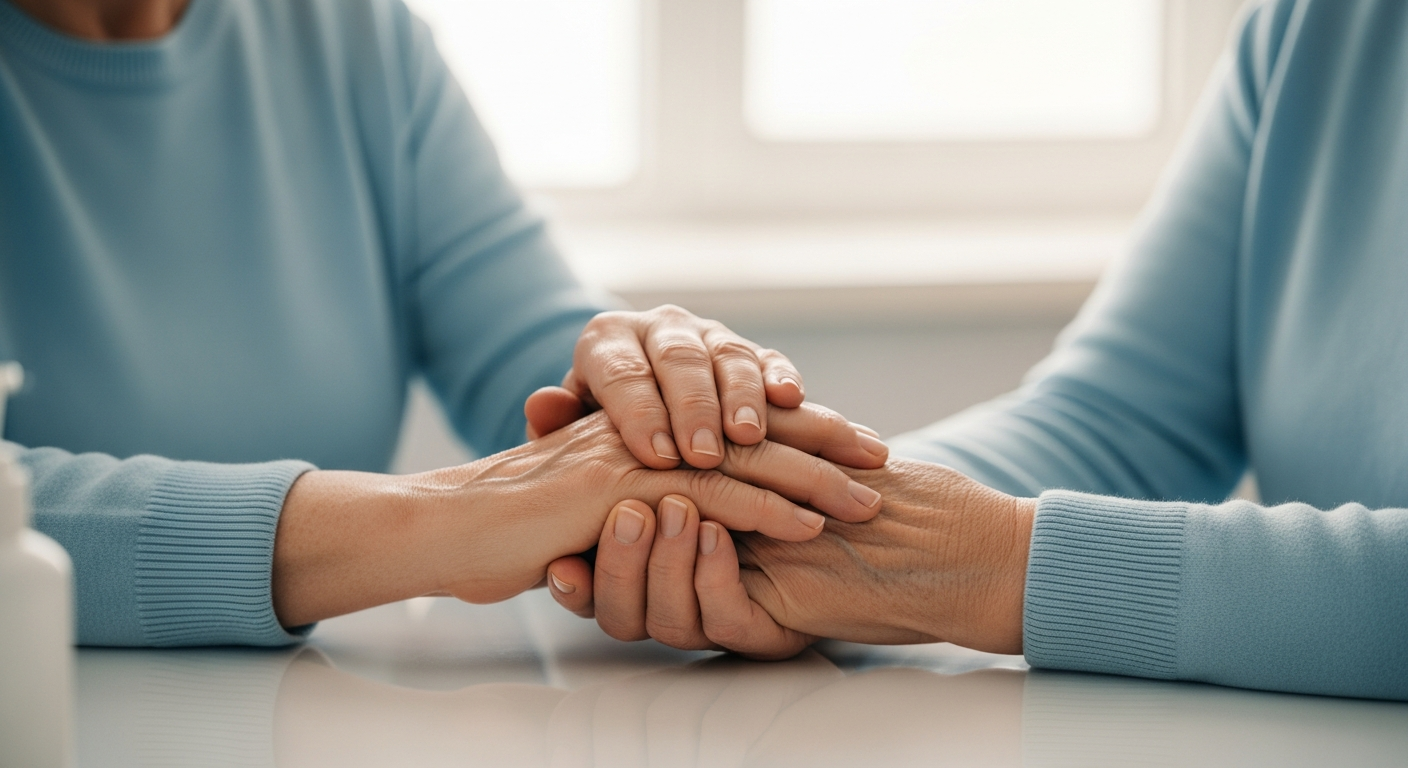 Senior pratiquant auto massage des mains sans matériel