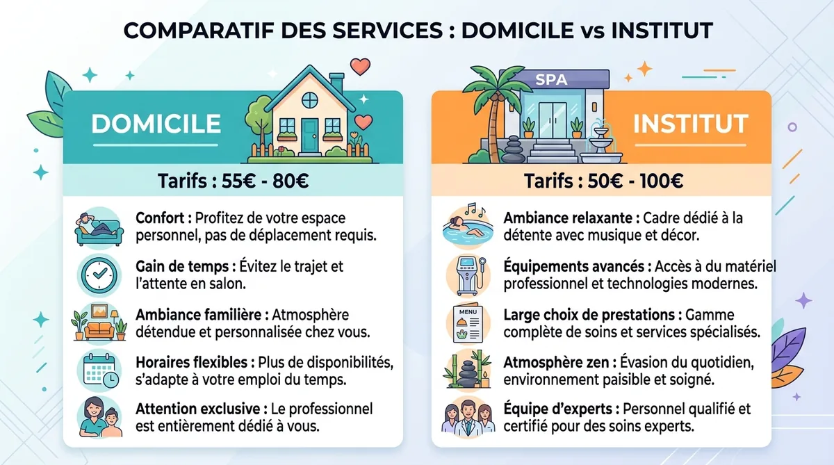 Comparatif prix massage domicile institut