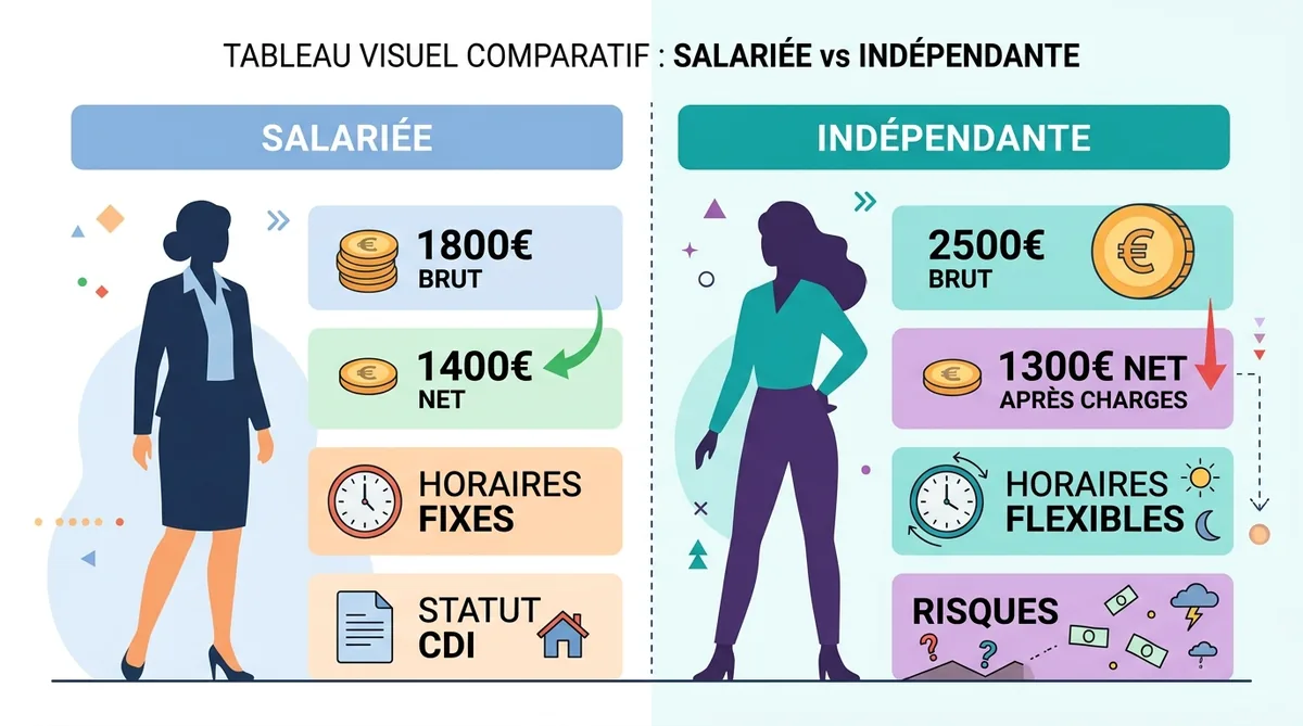 Comparatif salaire charges esthéticienne salariée vs indépendante