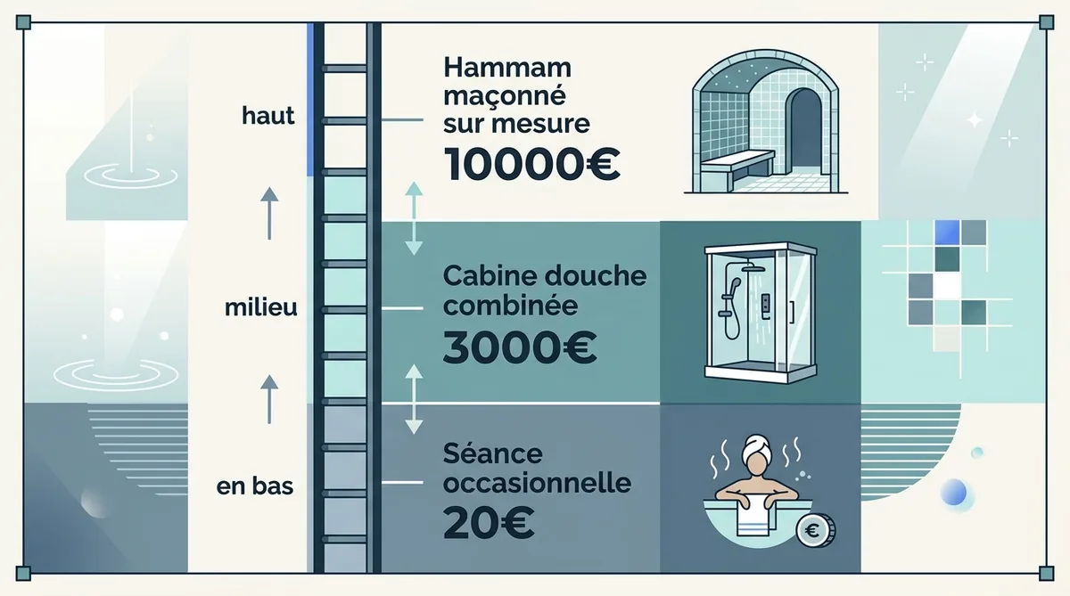 Échelle des prix sauna hammam de la séance à l'installation maçonnée