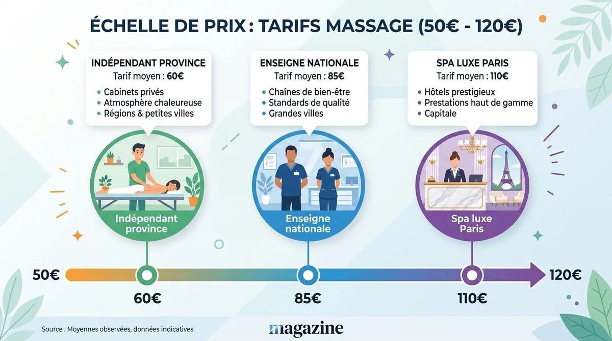 Fourchette de prix massage californien 2026 de 50 à 120 euros