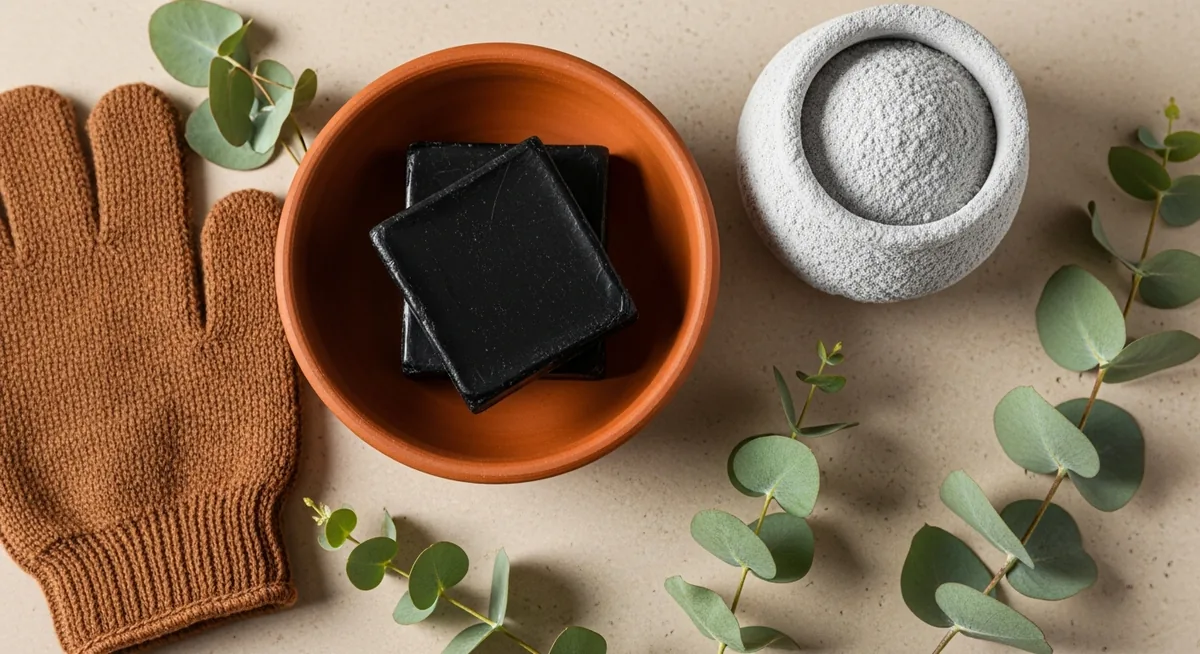 Produits rituel hammam marocain savon noir gant kessa rhassoul