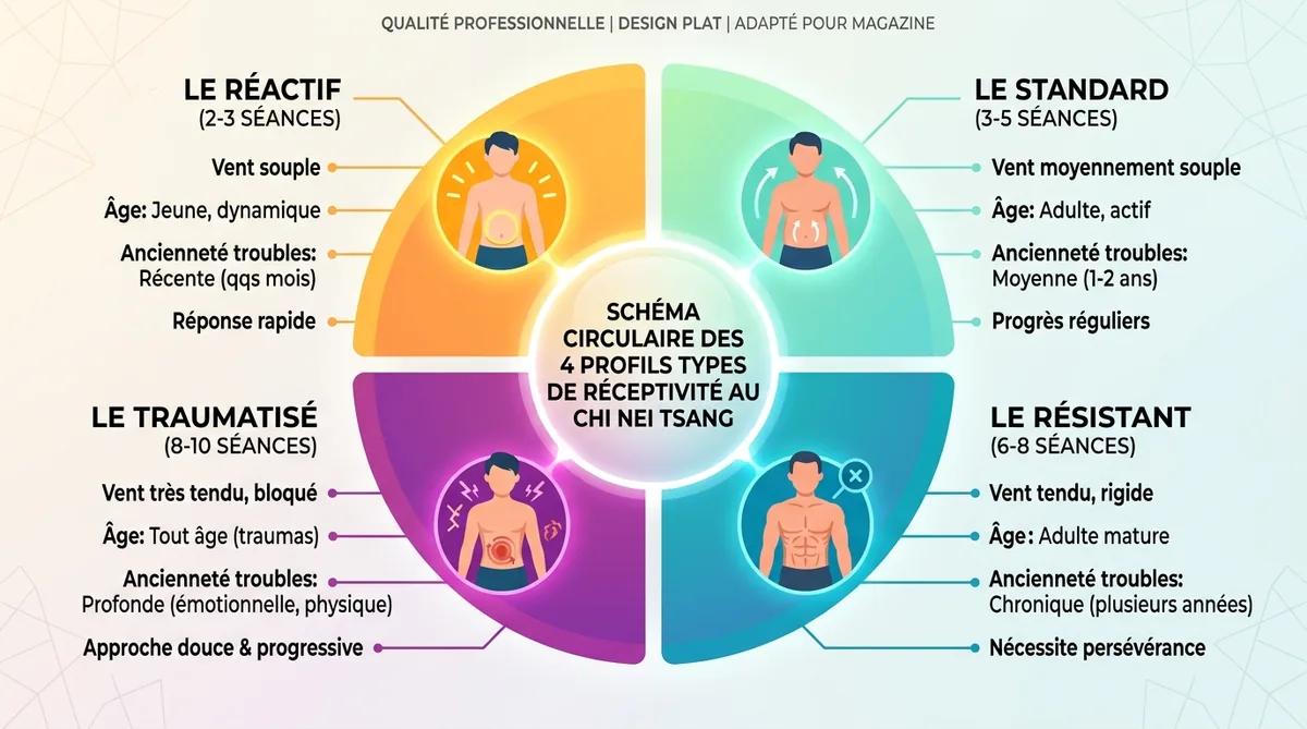 Infographie profils réceptivité Chi Nei Tsang nombre séances nécessaires