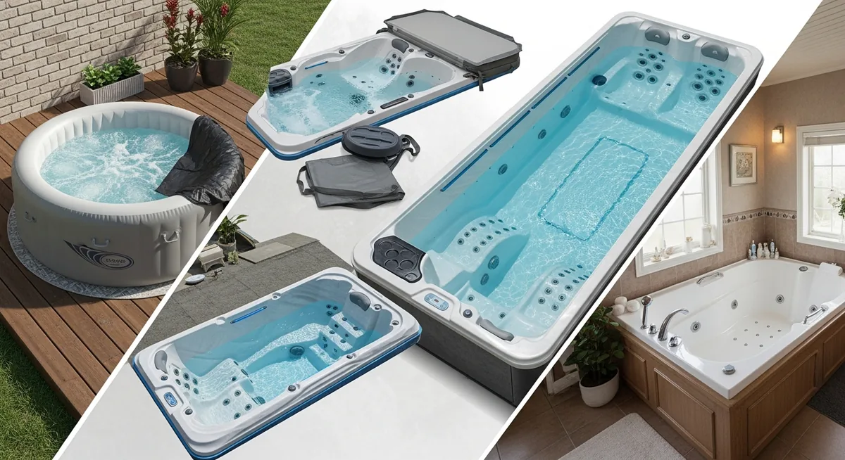 Comparatif visuel types de spas gonflable rigide nage balnéo