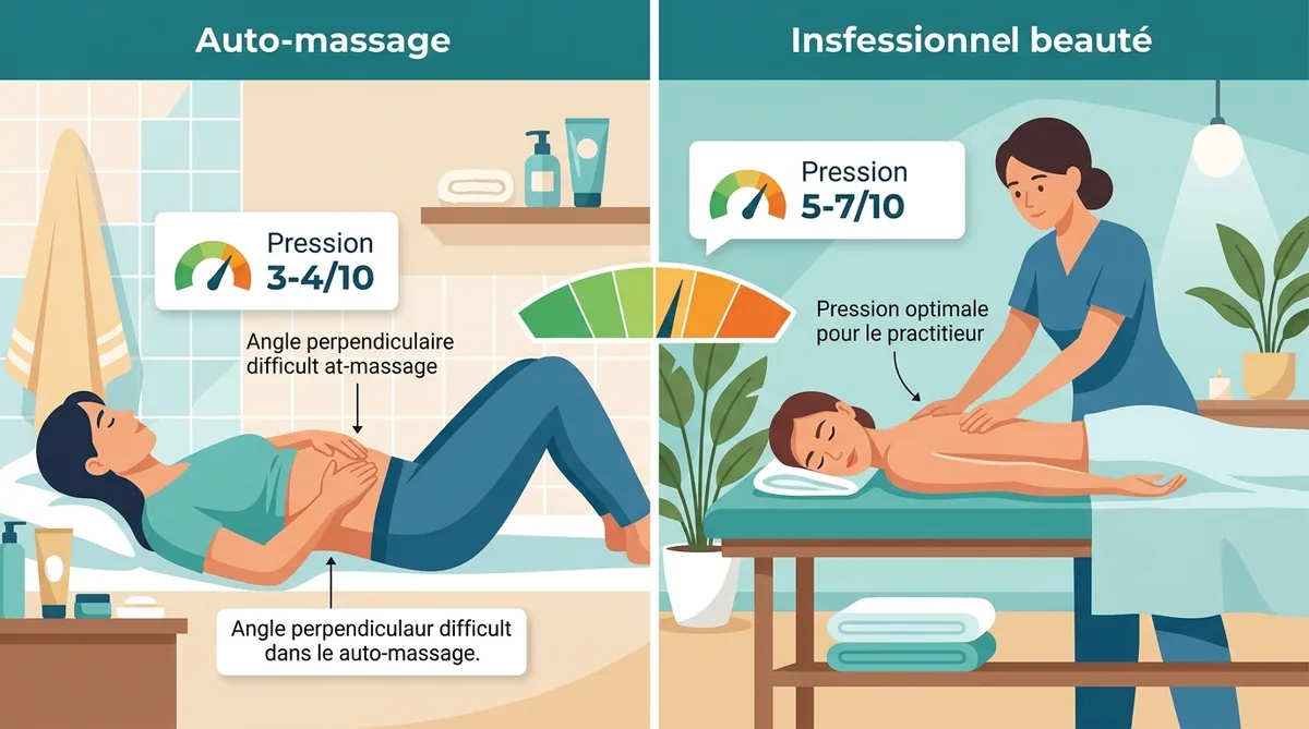 Comparatif pression massage ventre auto-massage versus praticien professionnel