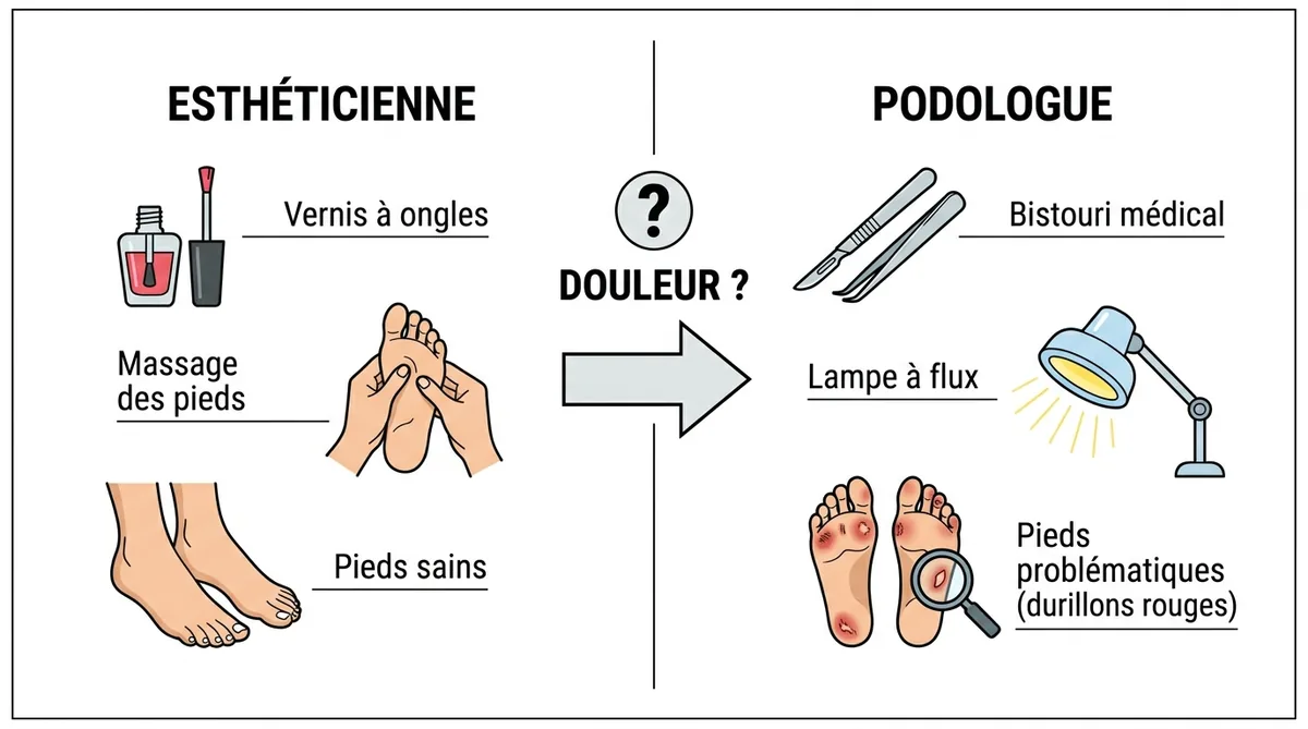 Différence entre podologue et esthéticienne pour soin des pieds