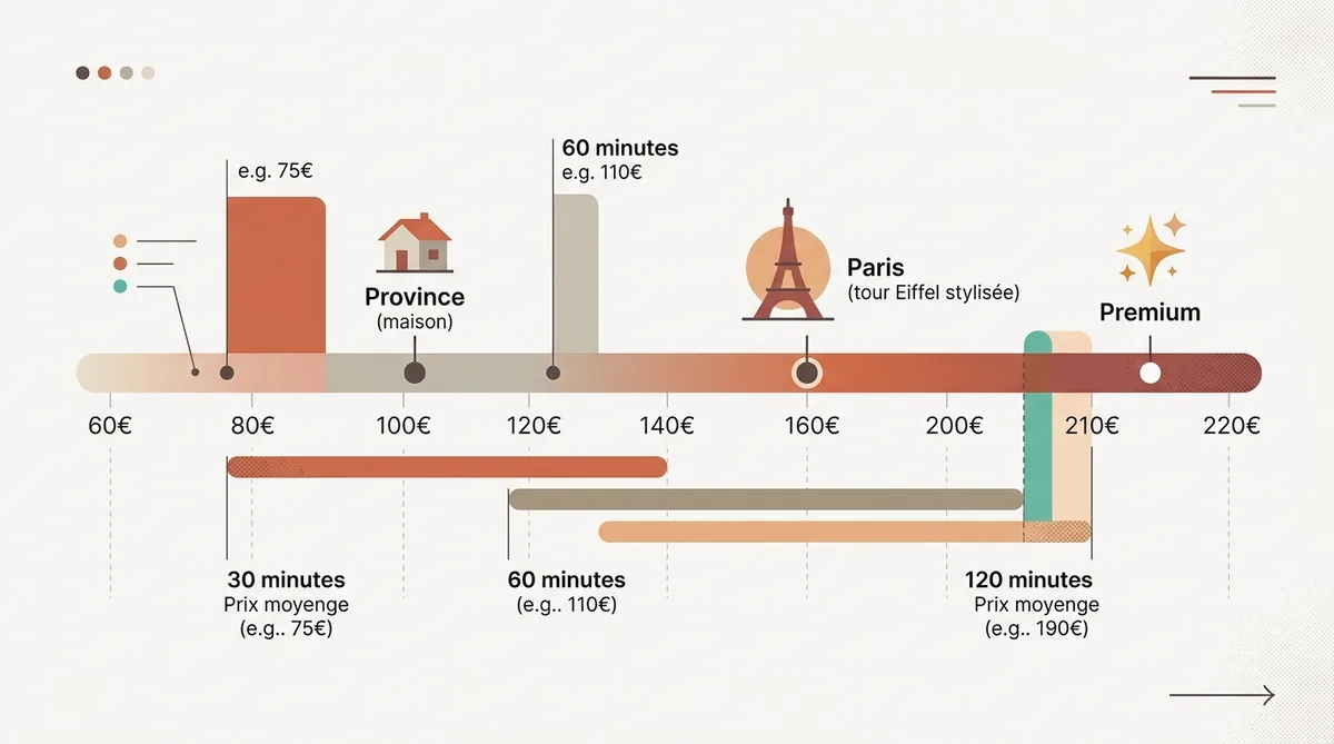 Grille tarifaire massage pierres chaudes 2026 comparatif Paris province
