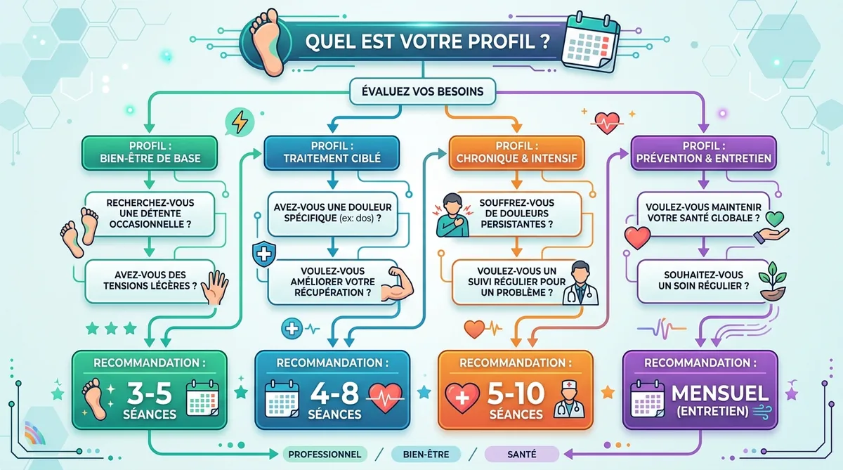 Tableau décisionnel nombre de séances réflexologie plantaire selon profil